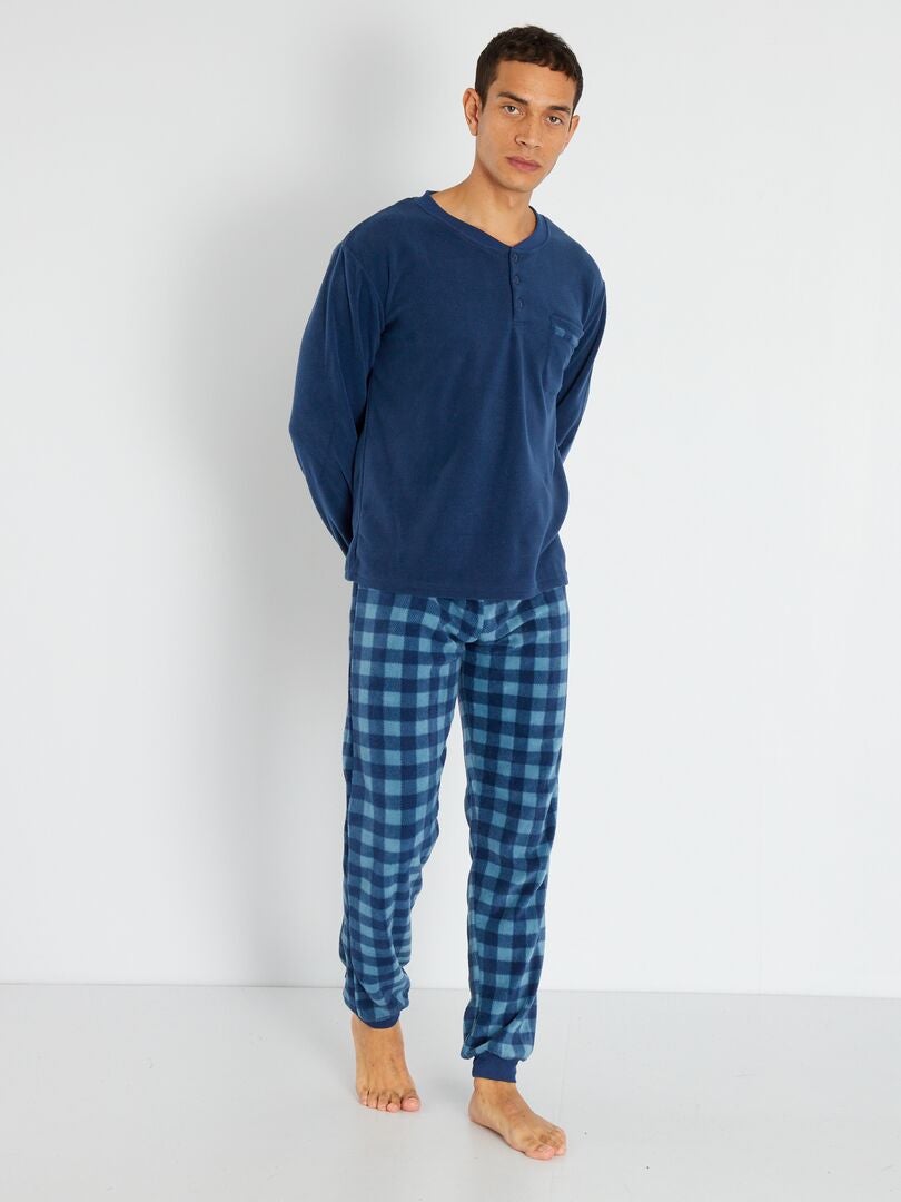 Fleece pyjama - 2-delig blauw - Kiabi
