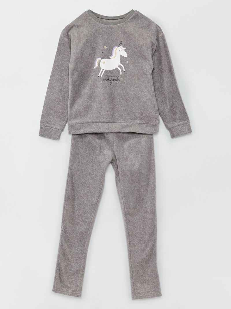 Fleece pyjama - 2-delig GRIJS - Kiabi