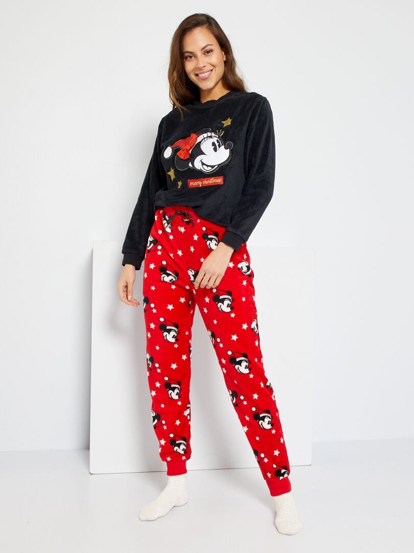 Fleece pyjama 'Disney' - 2-delig zwart / rood - Kiabi