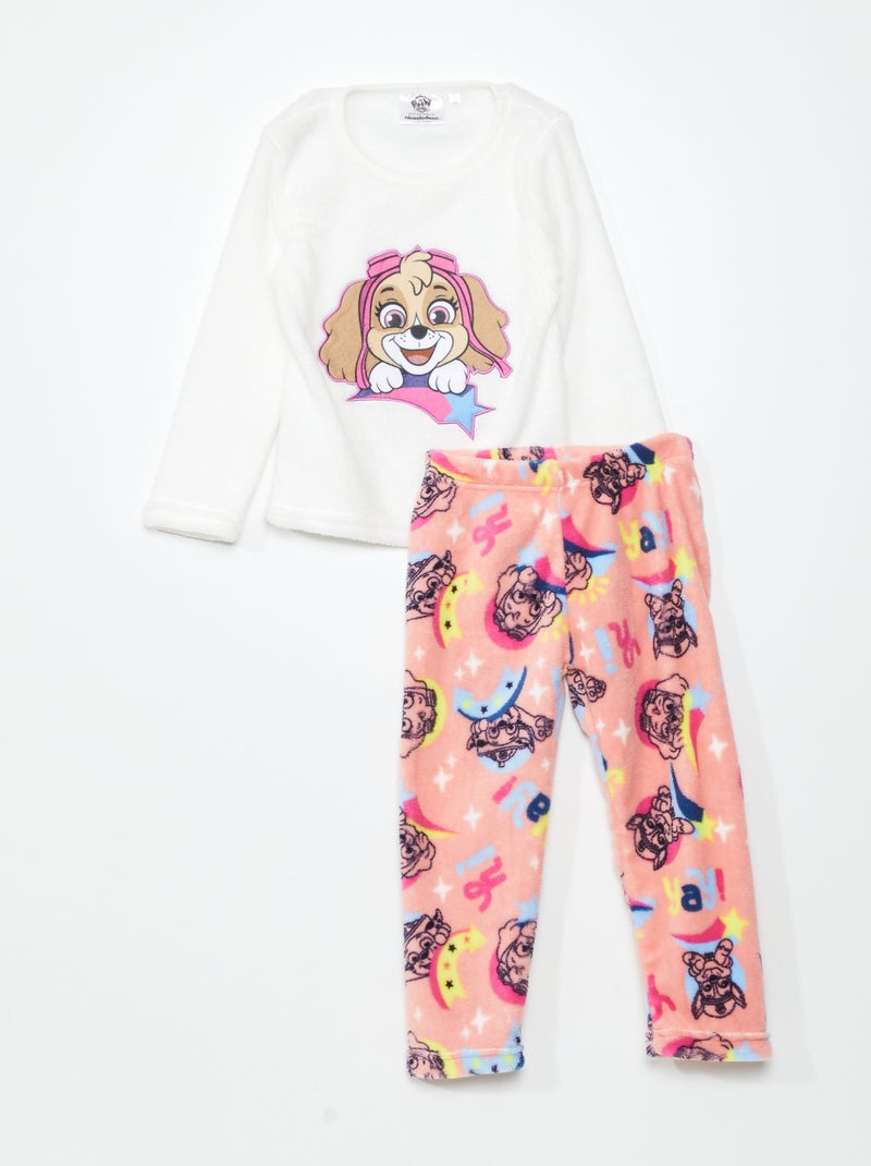 Fleece pyjama 'PAW Patrol' - 2-delig wit / roze - Kiabi