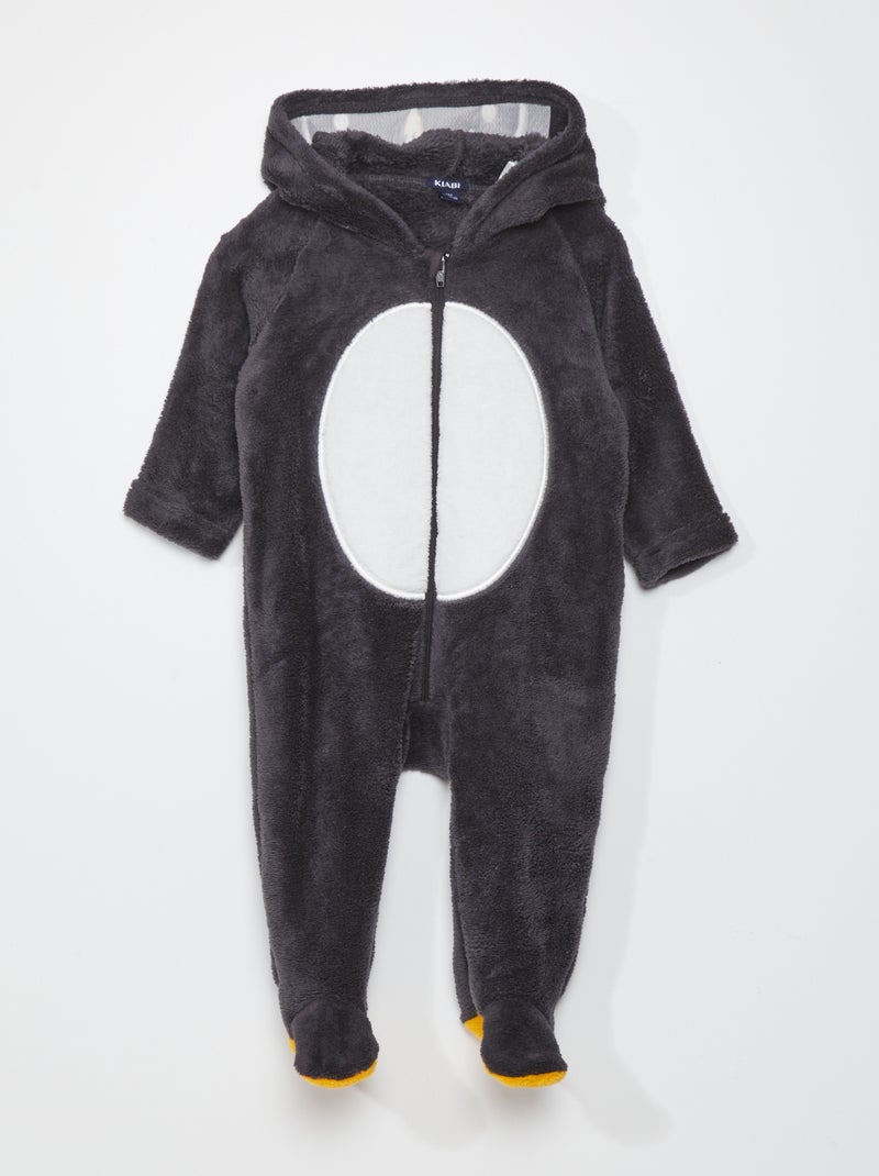 Fleece pyjamapak met capuchon | 'Panda' ZWART - Kiabi