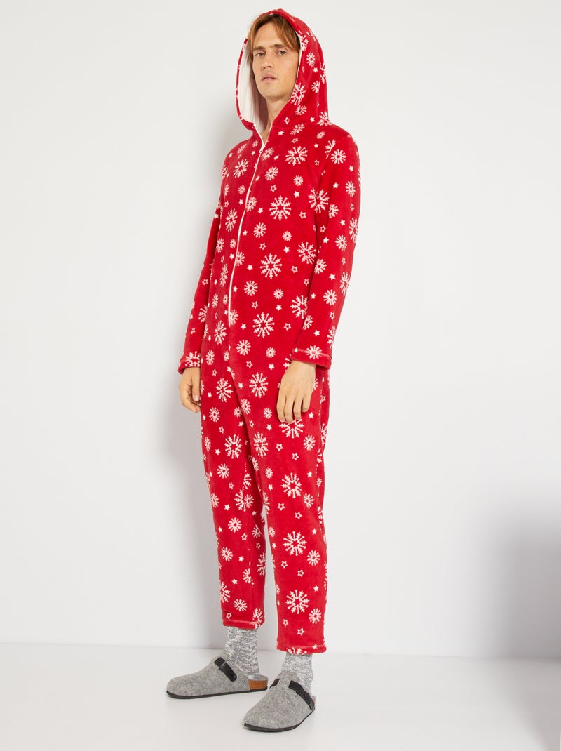 Fleece pyjamapak met capuchon rood - Kiabi