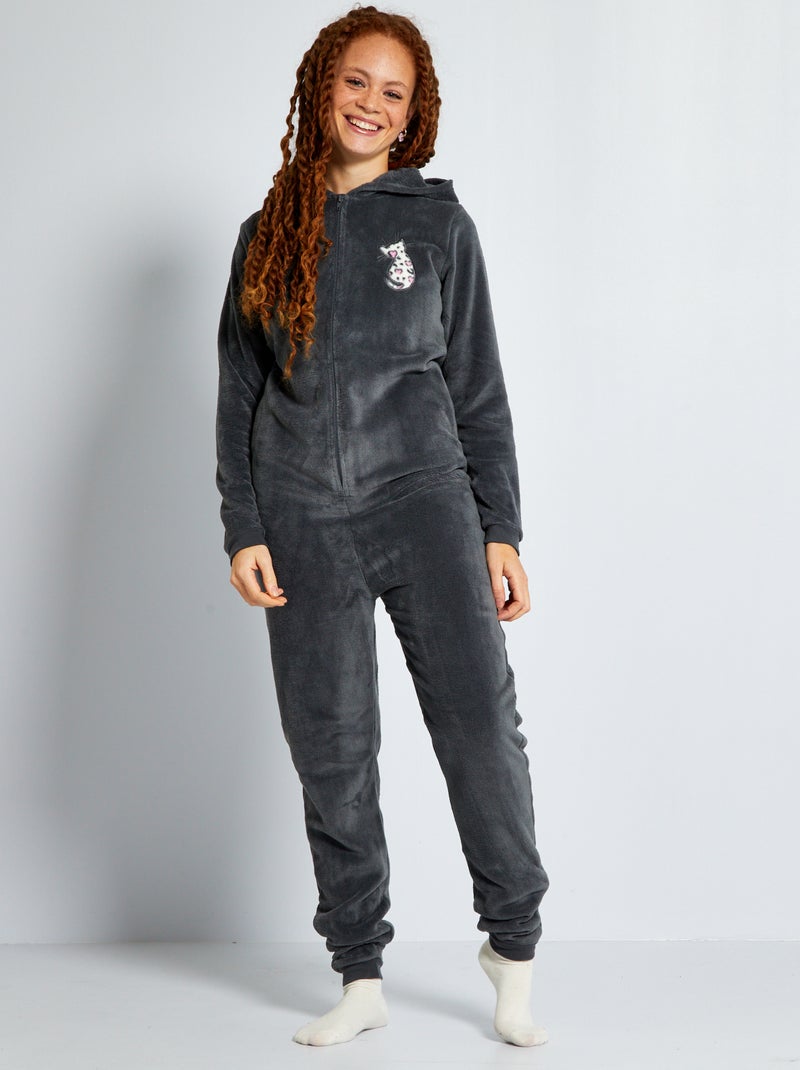 Fleece pyjamapak met print antraciet - Kiabi