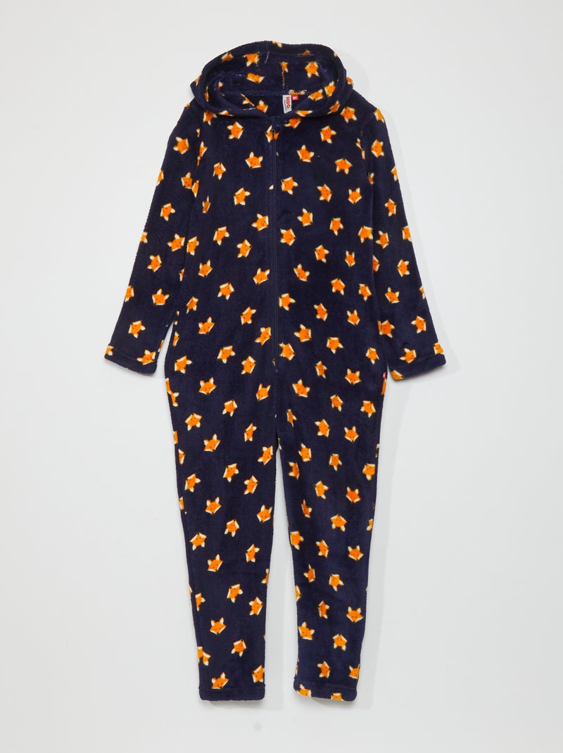 Fleece pyjamapak met vosmotiefje BLAUW - Kiabi