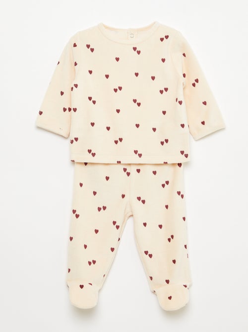 Fleece pyjamaset met voetjes - 2 stuks - Kiabi