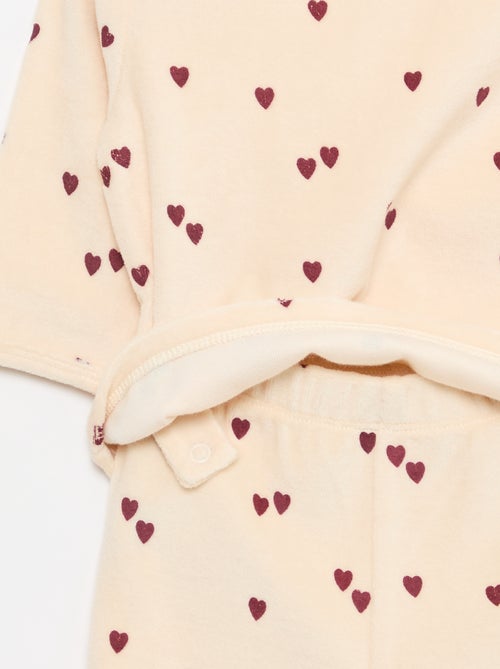 Fleece pyjamaset met voetjes - 2 stuks - Kiabi