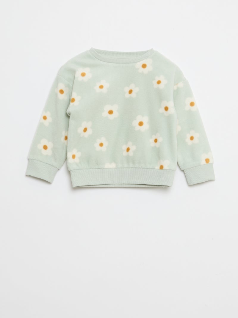 Fleece pyjamasetje - Top + broek Groen - Kiabi