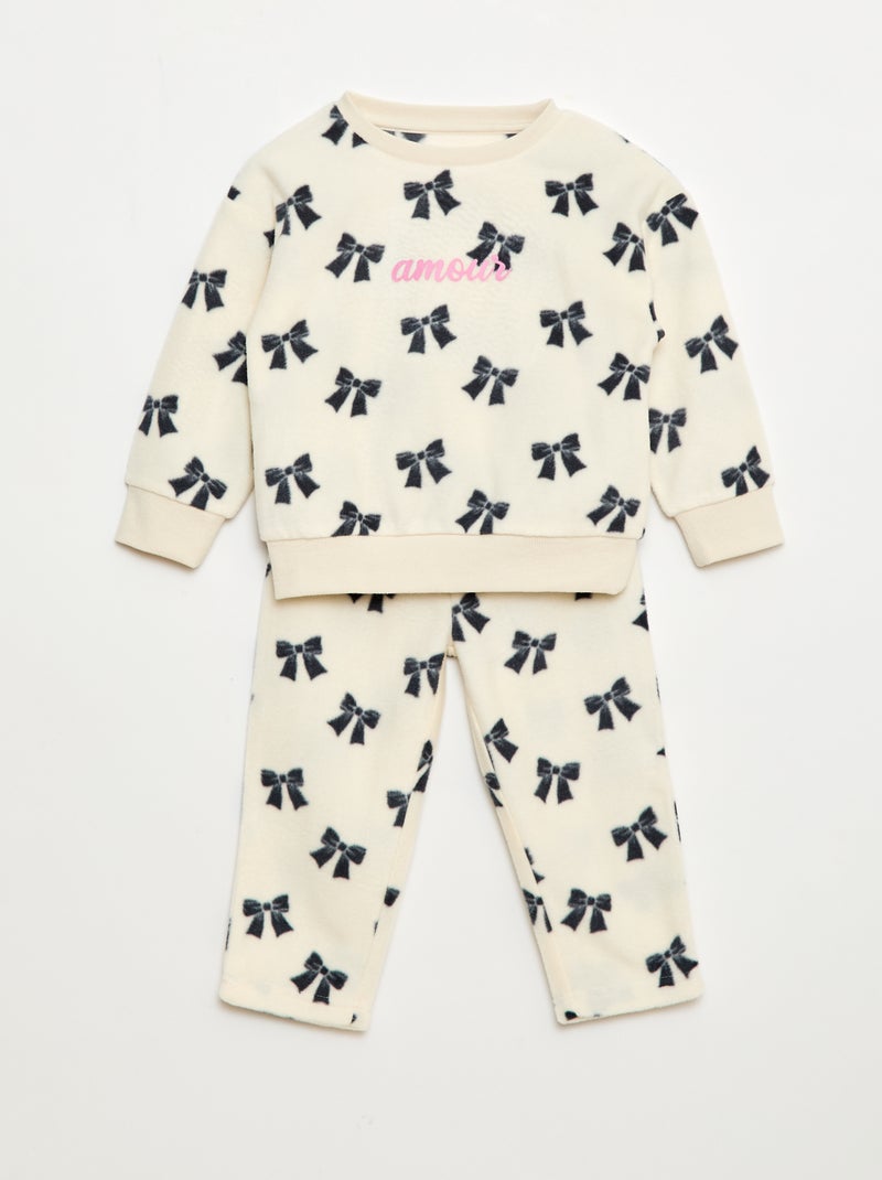Fleece pyjamasetje - Top + broek Wit - Kiabi