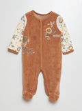 Fleece pyjama/slaappakje met voetjes BIEGE - Kiabi
