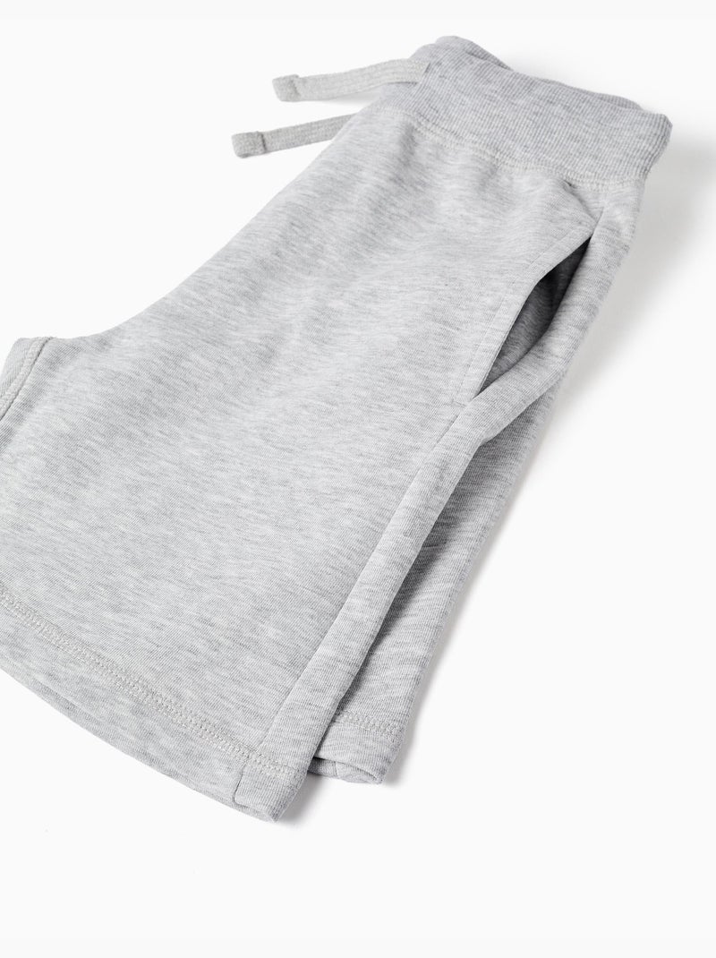 Fleece short met trekkoord en zijzakken Lichtgrijs - Kiabi