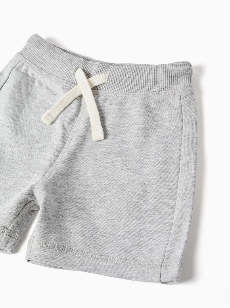 Fleece short met trekkoord Lichtgrijs - Kiabi