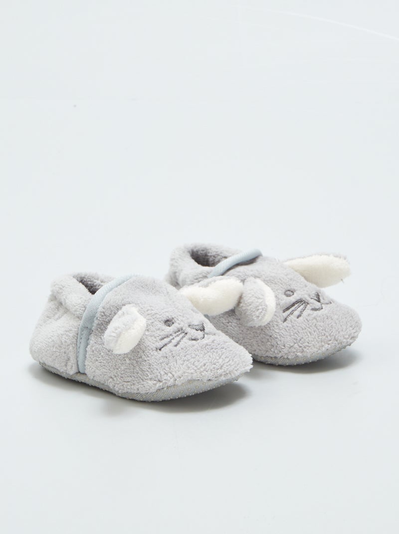 Fleece sloffen GRIJS - Kiabi