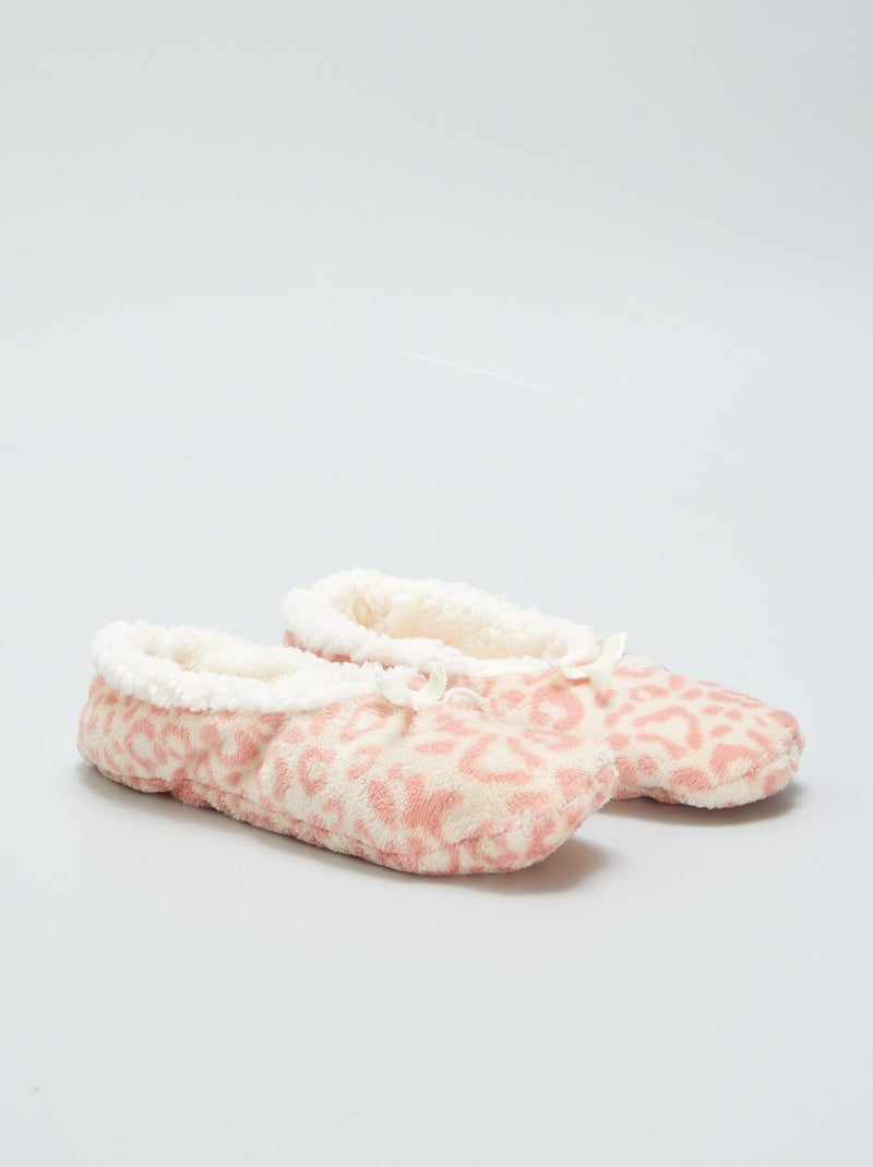 Fleece sloffen met luipaardprint ROSE - Kiabi