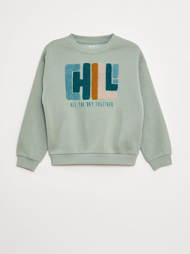 Fleece sweater met applicatie in bouclé Blauw - Kiabi
