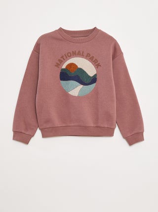 Fleece sweater met applicatie in bouclé