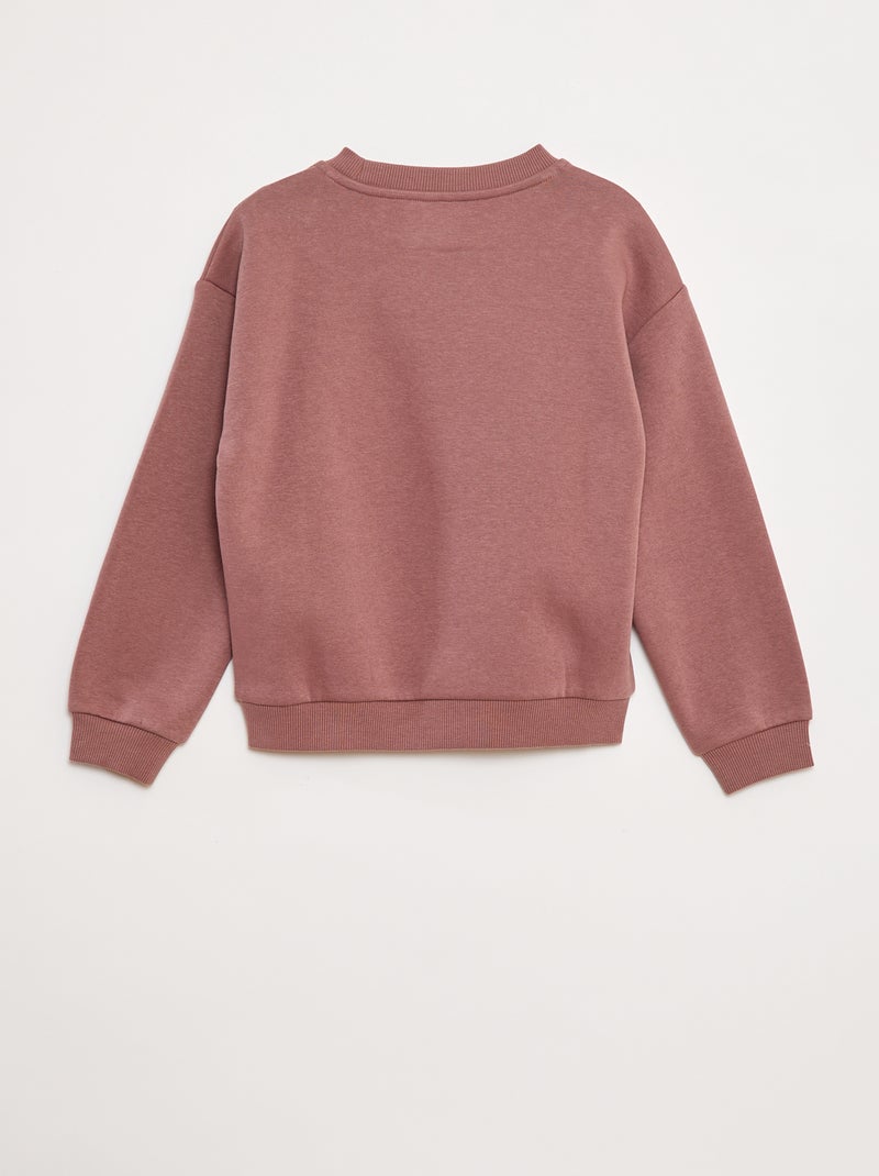 Fleece sweater met applicatie in bouclé Paars - Kiabi