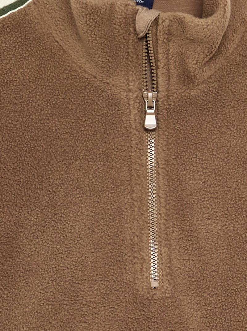 Fleece sweater met coltrucker Kaki - Kiabi