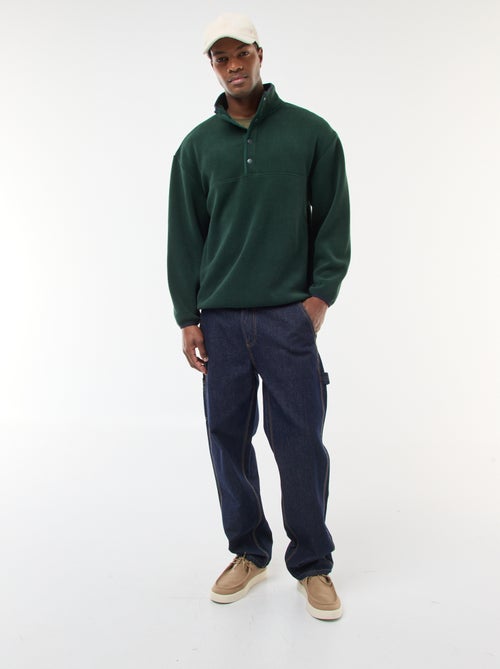 Fleece sweater met geknoopte schipperskraag - Kiabi