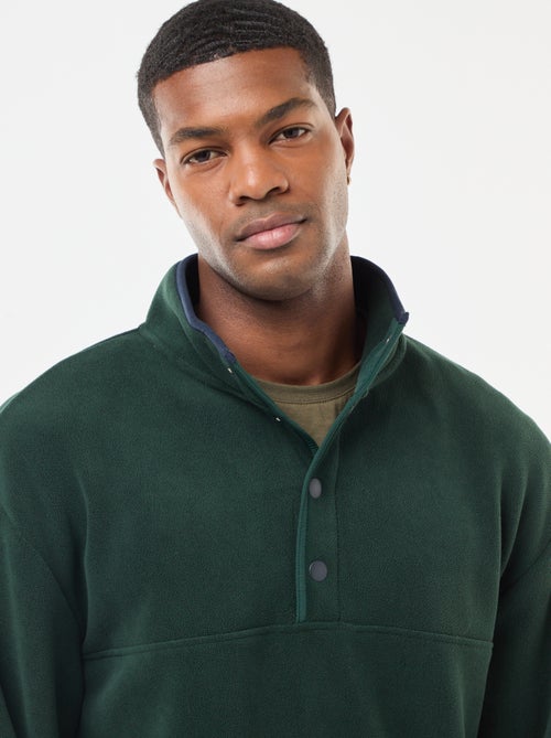 Fleece sweater met geknoopte schipperskraag - Kiabi