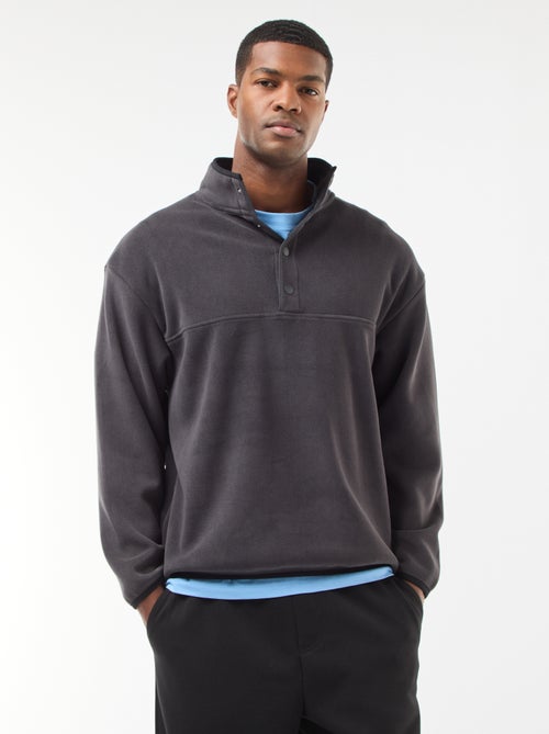 Fleece sweater met geknoopte schipperskraag - Kiabi