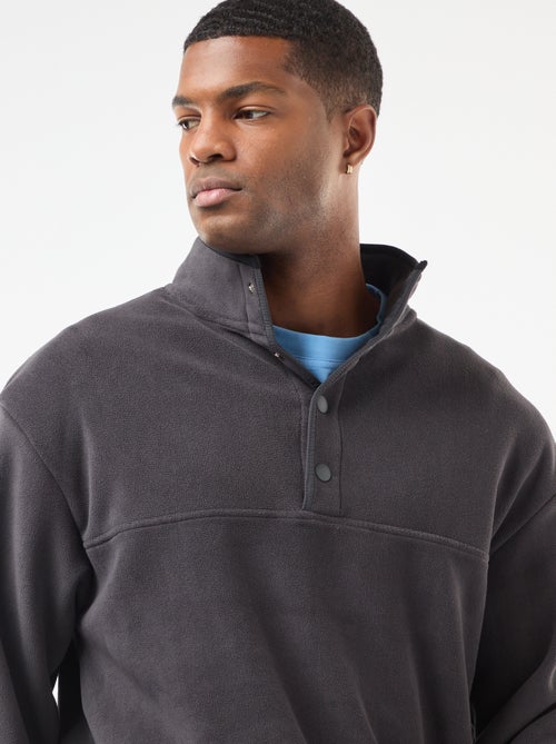 Fleece sweater met geknoopte schipperskraag - Kiabi