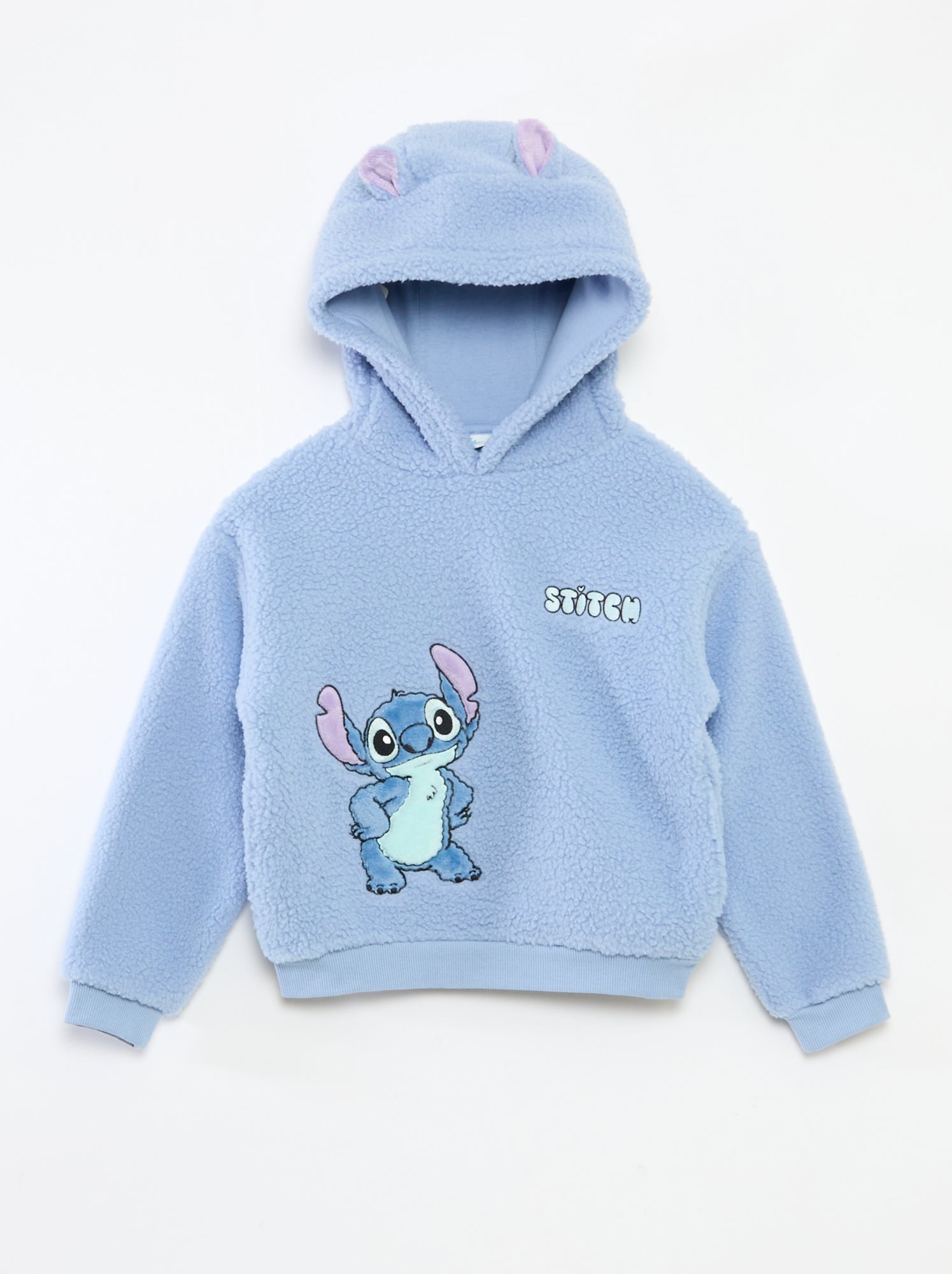 Fleece-sweater met Stitch-print en oortjes op de capuchon - Blauw Fleece-sweater met Stitch-print en oortjes op de capuchon - Blauw