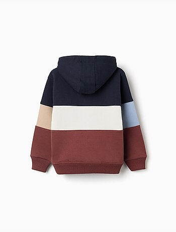 Fleece sweatshirt met capuchon met colour block