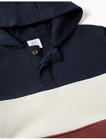 Fleece sweatshirt met capuchon met colour block