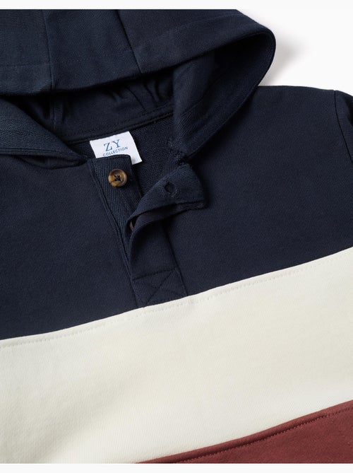 Fleece sweatshirt met capuchon met colour block - Kiabi Fleece sweatshirt met capuchon met colour block - Kiabi