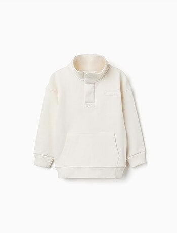 Fleece sweatshirt met opstaande kraag en print