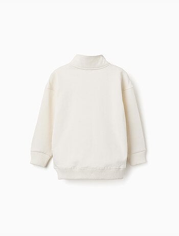 Fleece sweatshirt met opstaande kraag en print