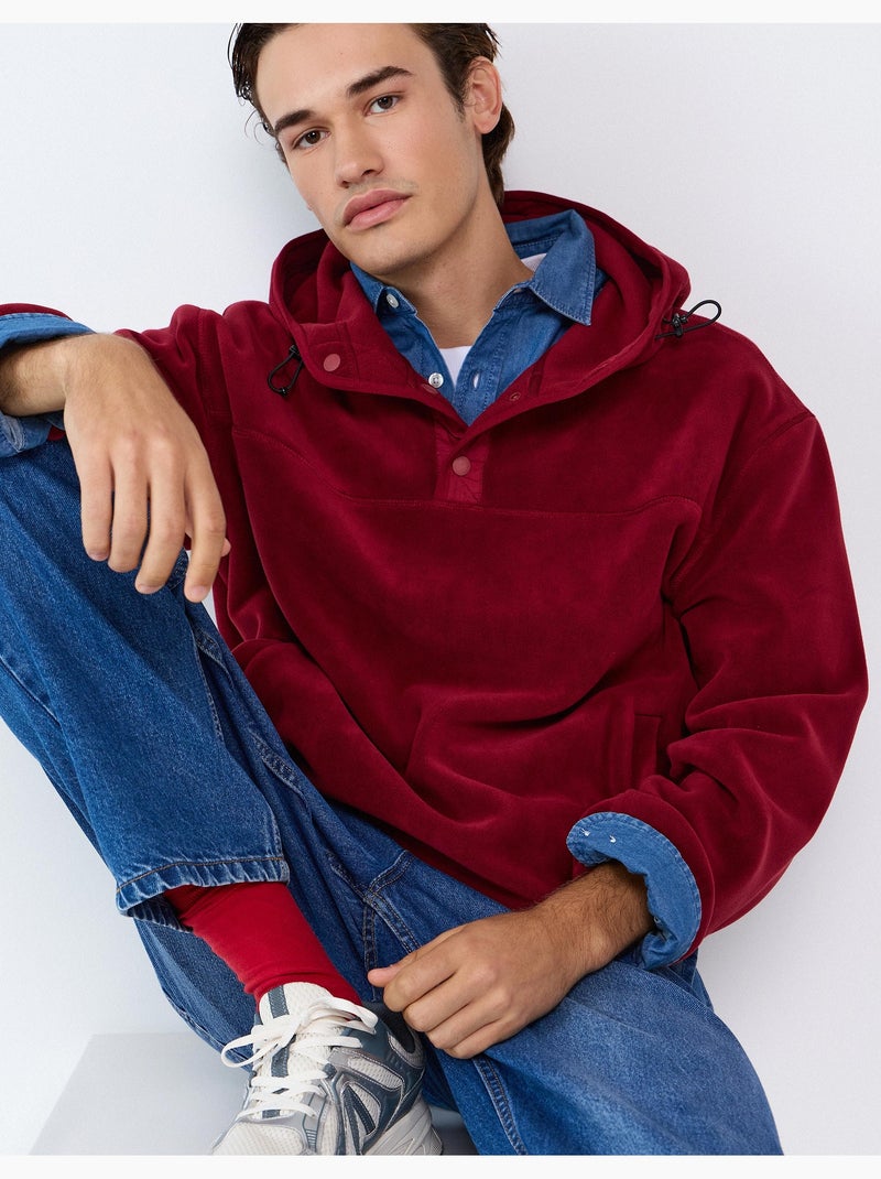 Fleece-sweatshirt, mo fashion Rood - Kiabi