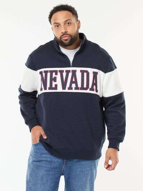 Fleece trui met schipperskraag en colorblock - Kiabi