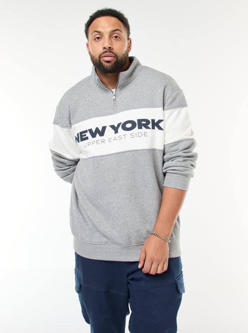 Fleece trui met schipperskraag en colorblock - Kiabi