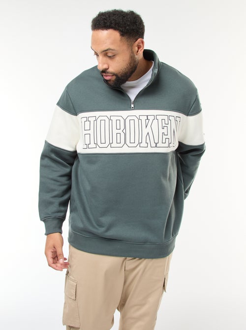 Fleece trui met schipperskraag en colorblock - Kiabi