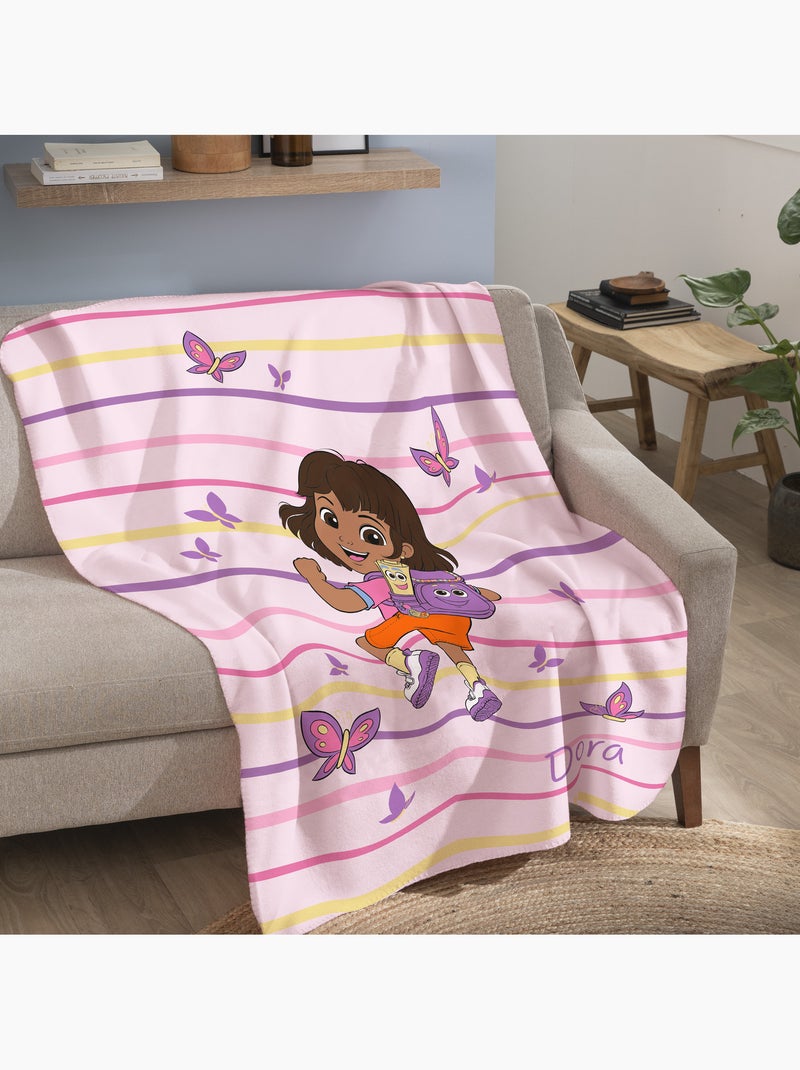 Fleecedeken bedrukt 100% polyester, dora aile Roze - Kiabi
