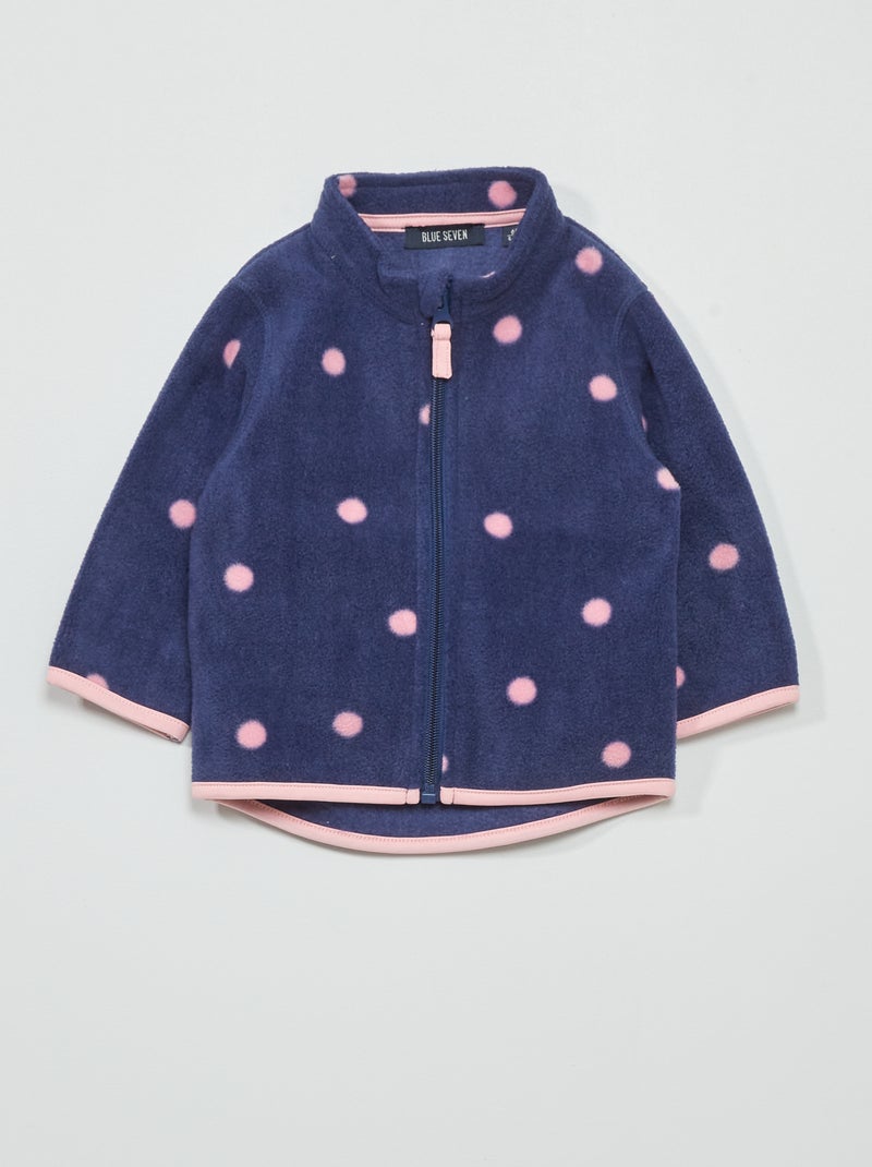Fleecejasje met stippenmotief BLAUW - Kiabi