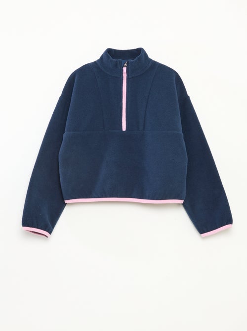 Fleecetrui met schipperskraag en biesje - - Kiabi Fleecetrui met schipperskraag en biesje - - Kiabi