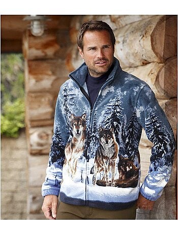 Fleecevest met wolvenprint - atlas for men
