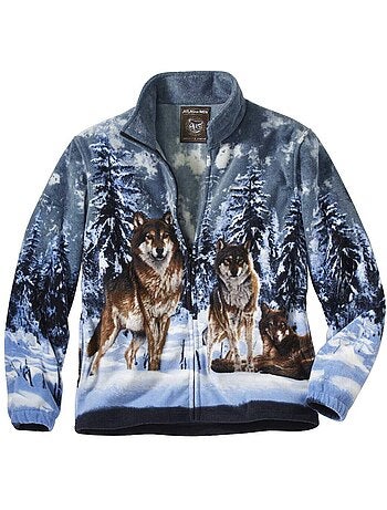 Fleecevest met wolvenprint - atlas for men