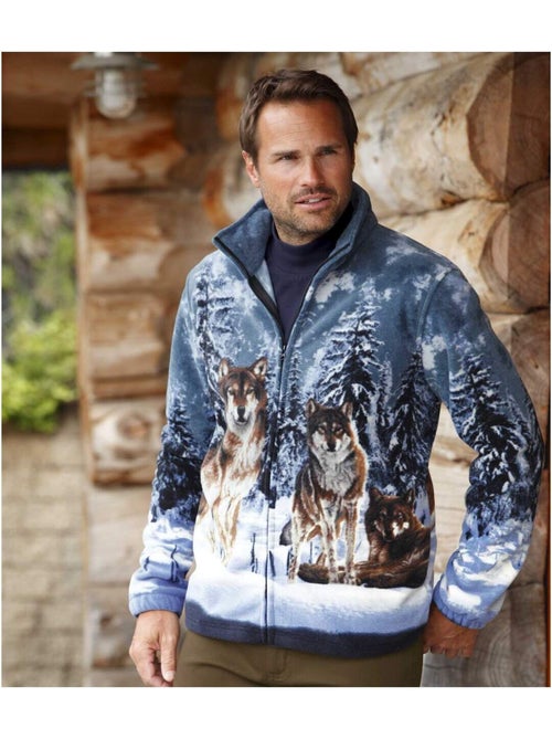Fleecevest met wolvenprint  - atlas for men - Kiabi