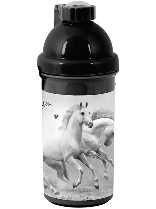 Fles van sport CMP zwart en wit bedrukt paard van kunststof 18 cm - Kiabi