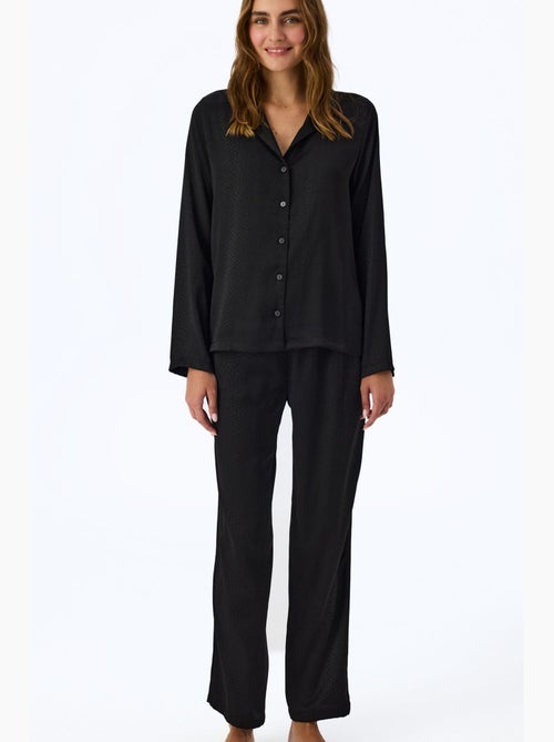 Fleur satijnen pyjamaset met slangenprint, overhemd en broek met lange mouwen penti - Kiabi Fleur satijnen pyjamaset met slangenprint, overhemd en broek met lange mouwen penti - Kiabi