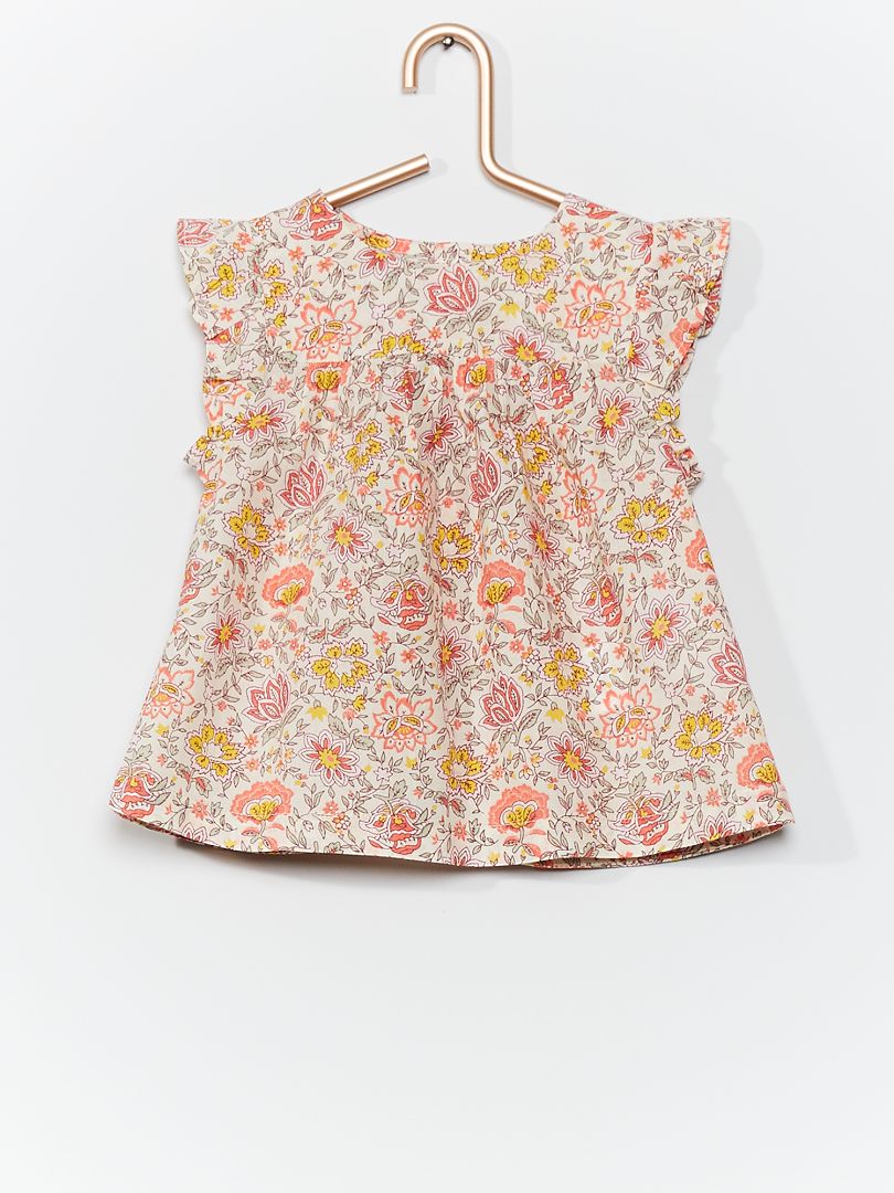 Fleurige blouse van katoenen voile WIT - Kiabi