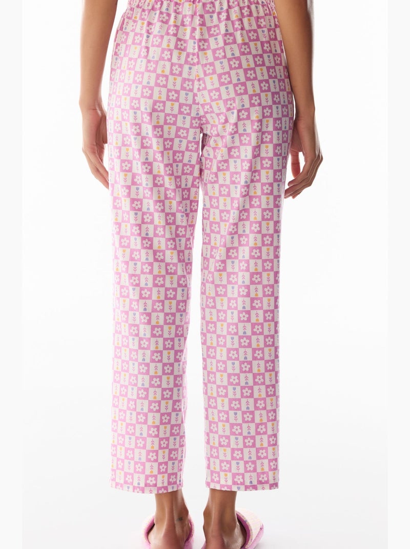 Flora met bloemenprint pyjamabroek penti Roze/Wit - Kiabi
