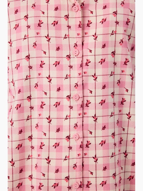 Floral garden geruite pyjamaset met shirt en broek, lange mouwen penti - Kiabi Floral garden geruite pyjamaset met shirt en broek, lange mouwen penti - Kiabi