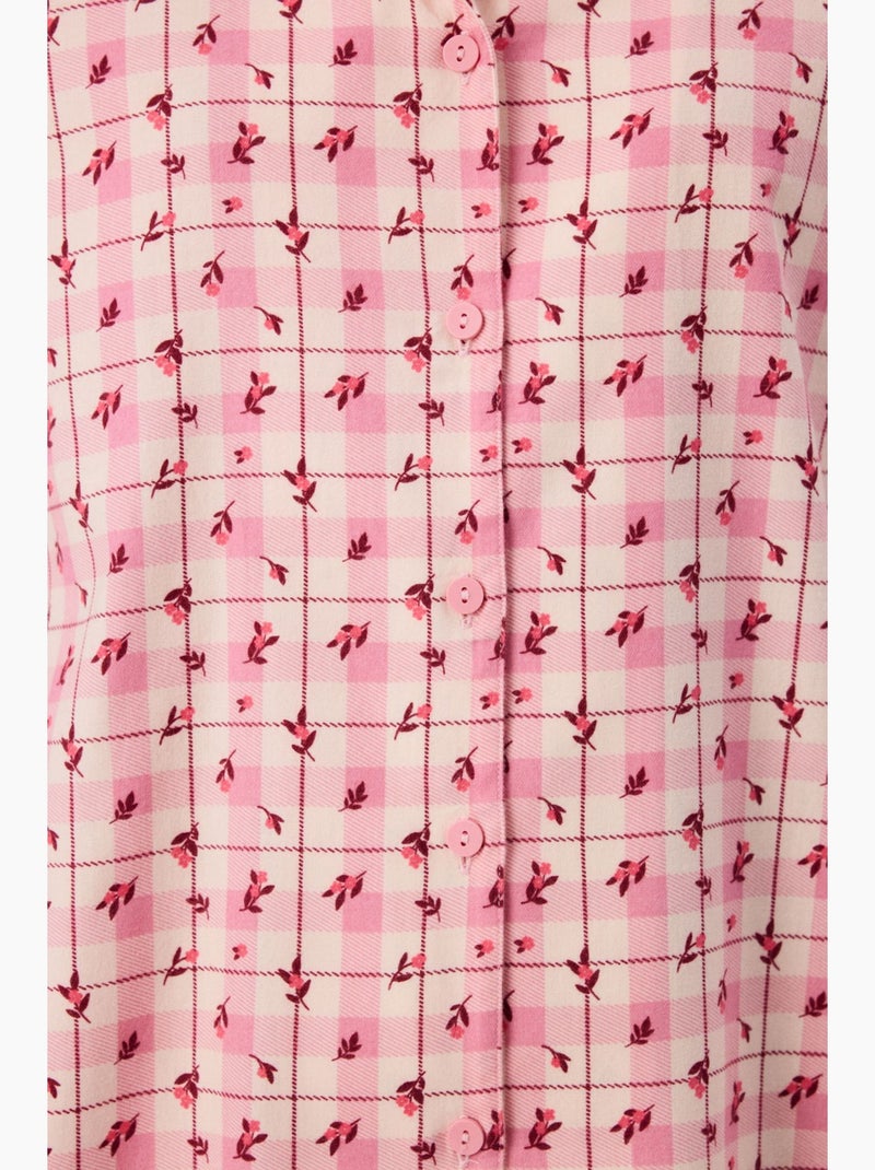Floral garden geruite pyjamaset met shirt en broek, lange mouwen penti Rood/Roze - Kiabi