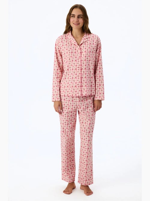 Floral garden geruite pyjamaset met shirt en broek, lange mouwen penti - Kiabi Floral garden geruite pyjamaset met shirt en broek, lange mouwen penti - Kiabi