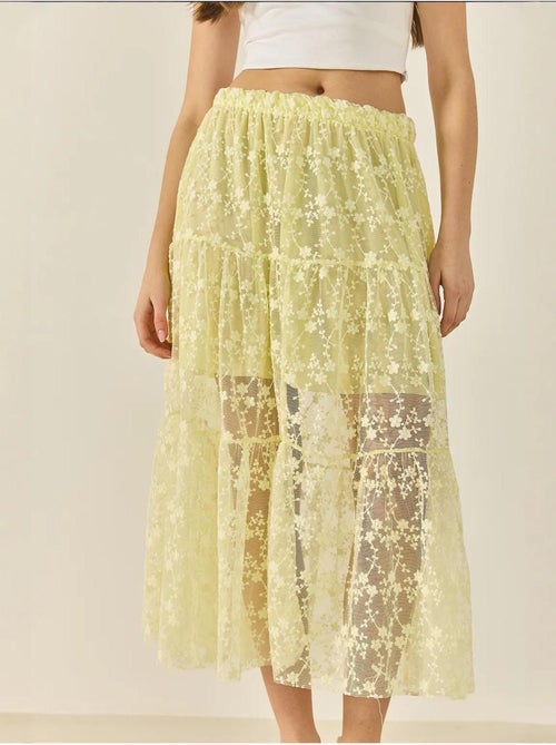 Floral lace korte gevoerde ruffle hoge taille lange rok lucci - Kiabi