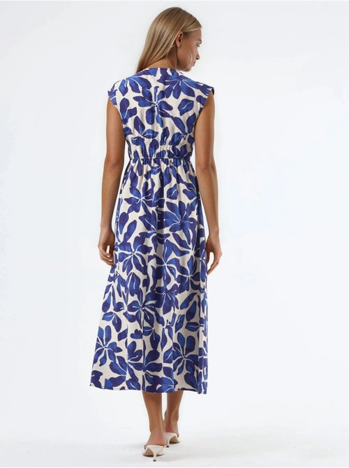 Floral midi-jurk met v-hals en strikdetail busem - Kiabi Floral midi-jurk met v-hals en strikdetail busem - Kiabi
